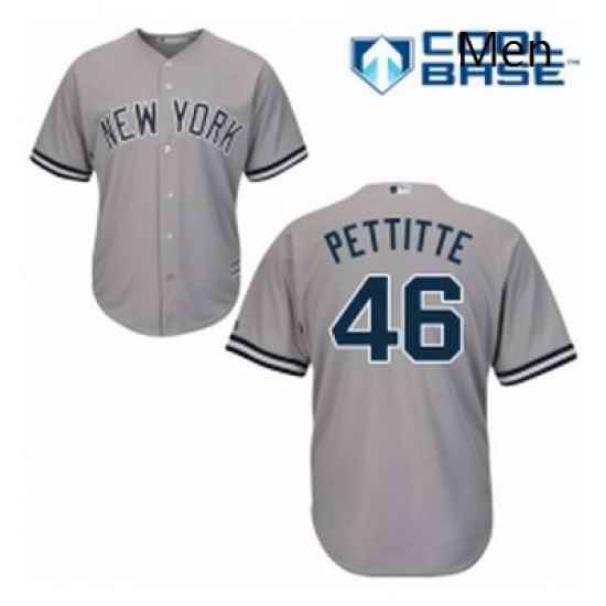 Mens Majestic New York Yankees 46 Andy Pettitte Replica Grey Road MLB Jersey